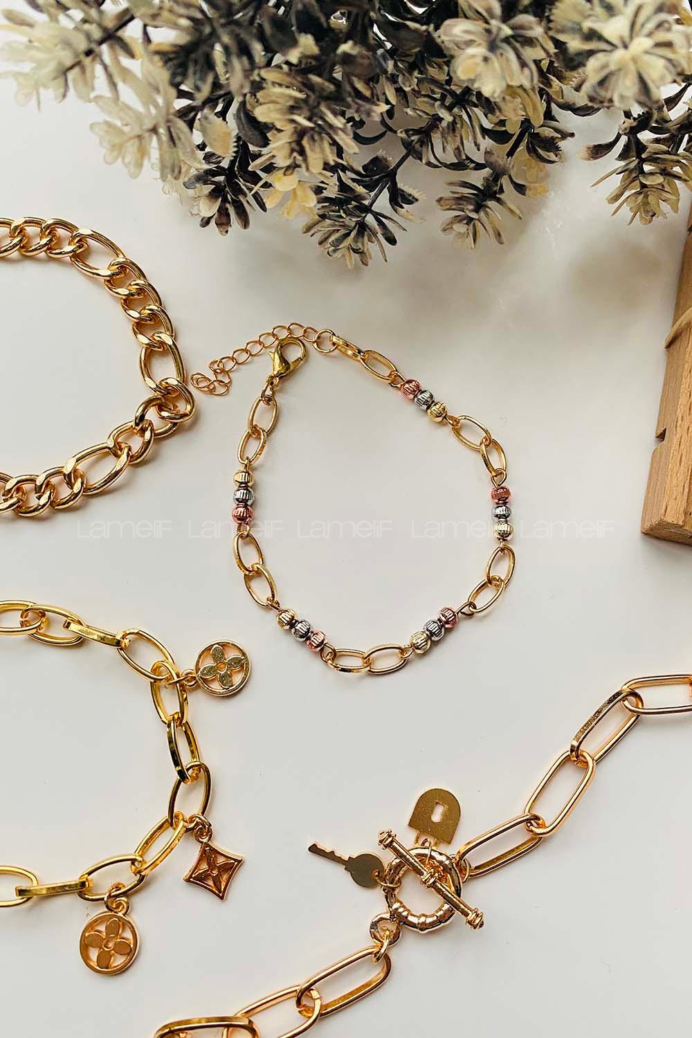 Modalamelif Gold 4lü Kombin Kilit Detay Bileklik Seti