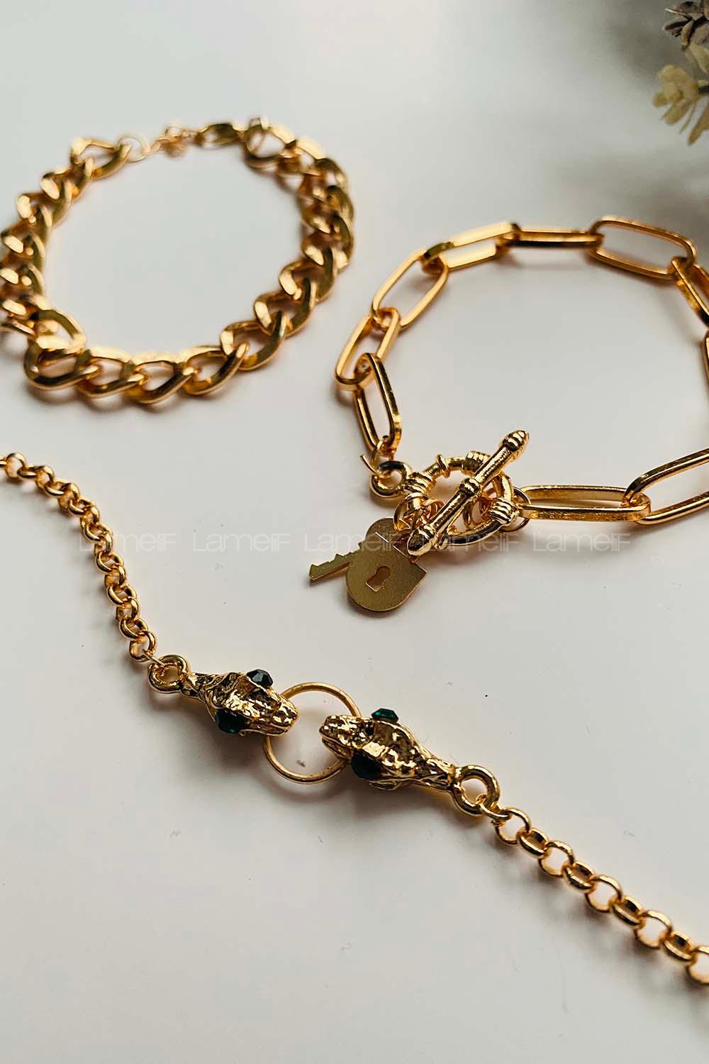 Modalamelif Gold 4lü Kombin Yılan Detay Bileklik Seti