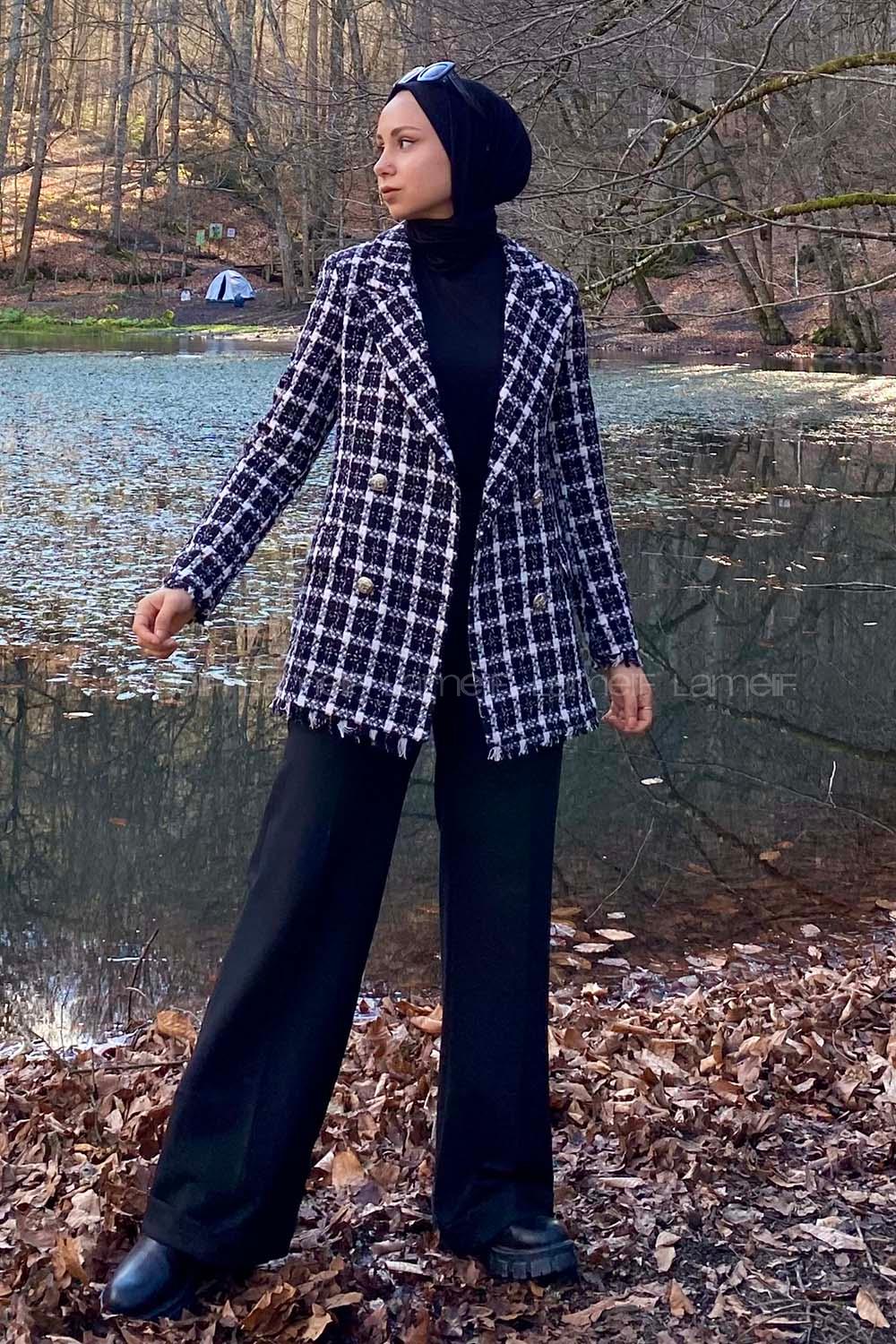 Modalamelif Tüvit Çeket Püskül Detaylı Siyah