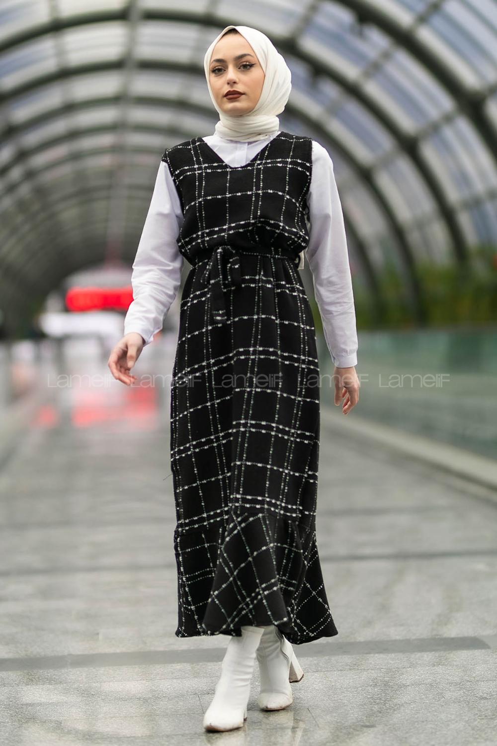 Modalamelif Ekose Desenli Jile  Siyah