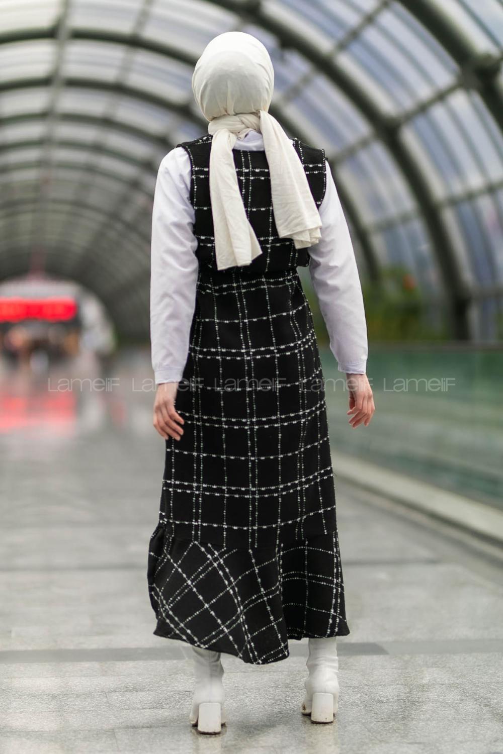 Modalamelif Ekose Desenli Jile  Siyah