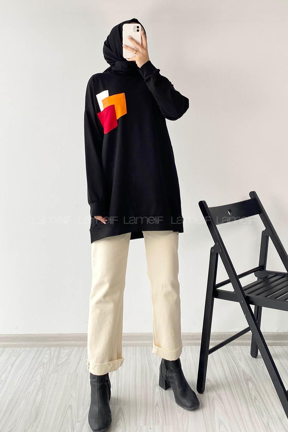 Modalamelif 3 Renk Cepli Tunik Siyah