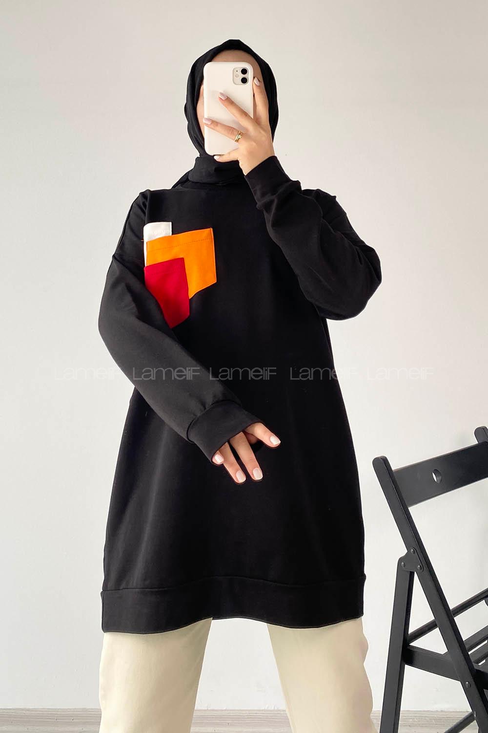 Modalamelif 3 Renk Cepli Tunik Siyah