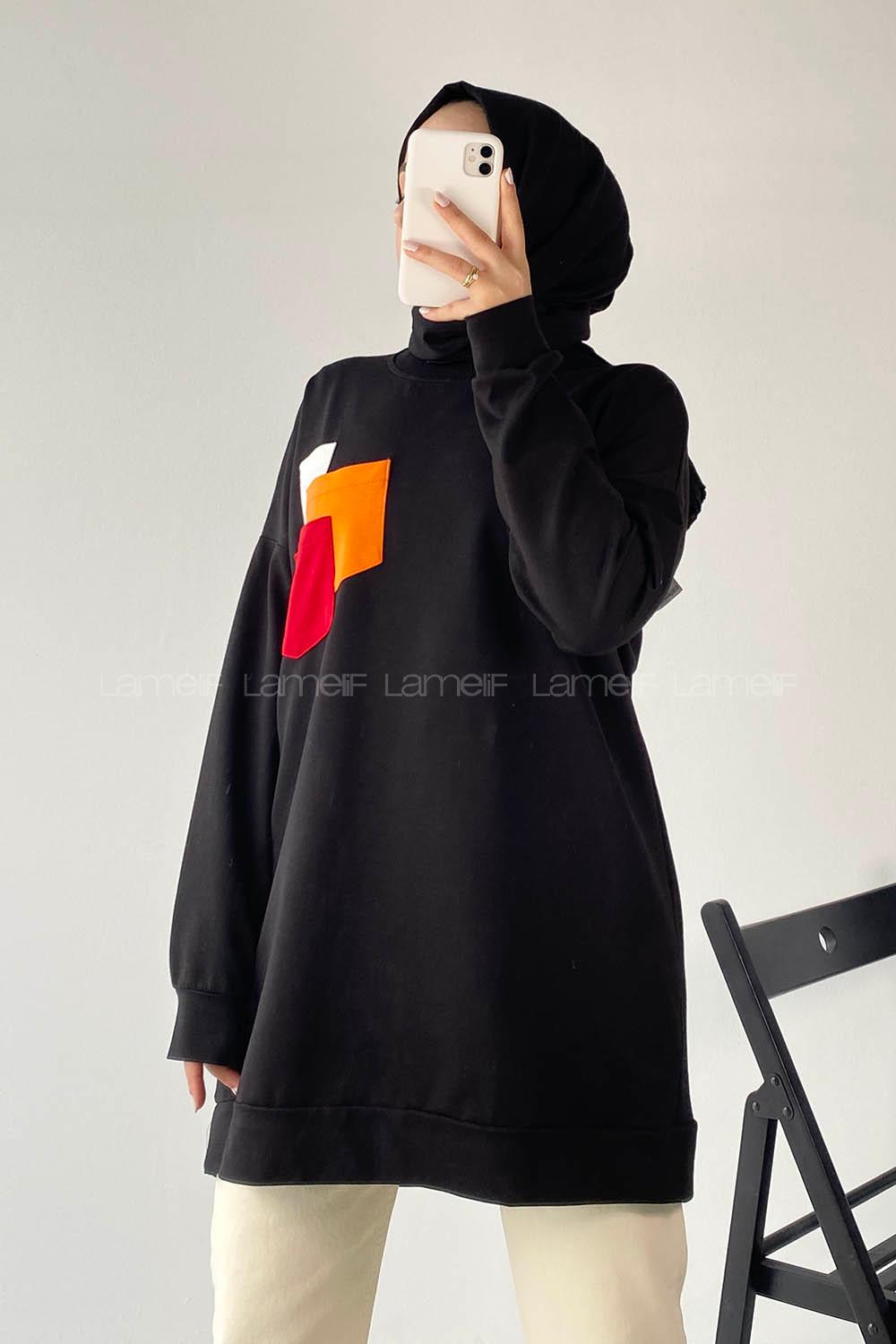 Modalamelif 3 Renk Cepli Tunik Siyah