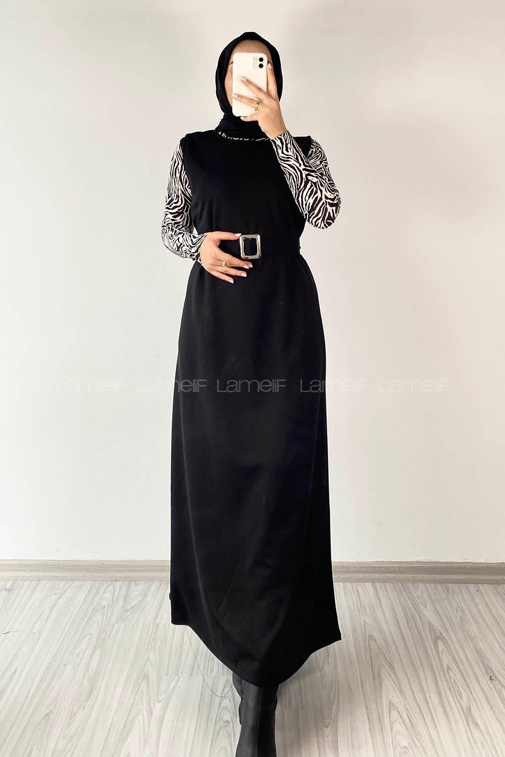 Modalamelif Beli Kemer Detaylı Zara Jile Siyah