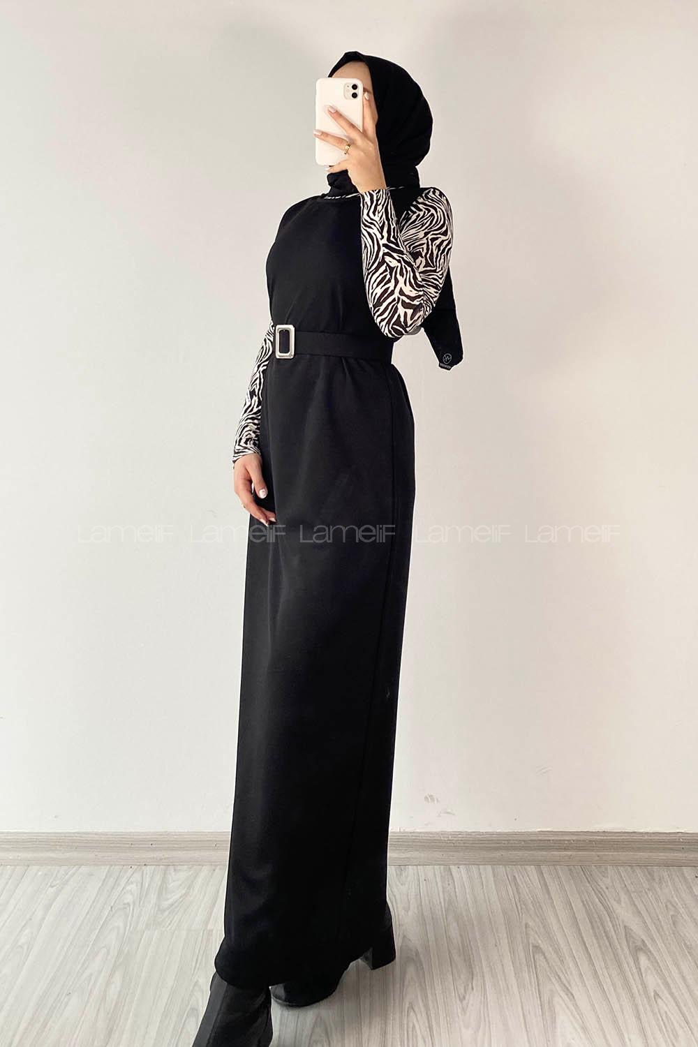 Modalamelif Beli Kemer Detaylı Zara Jile Siyah