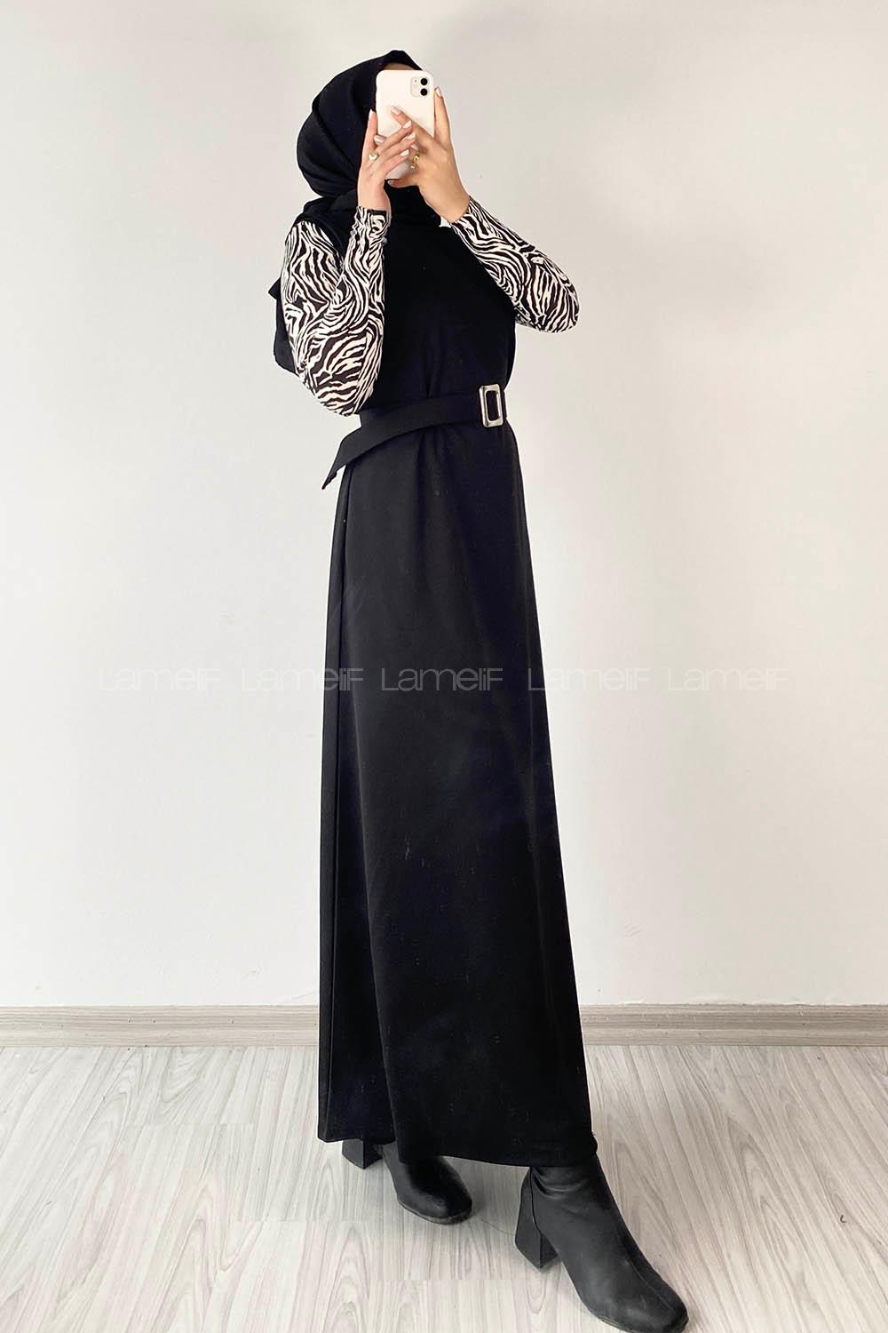 Modalamelif Beli Kemer Detaylı Zara Jile Siyah