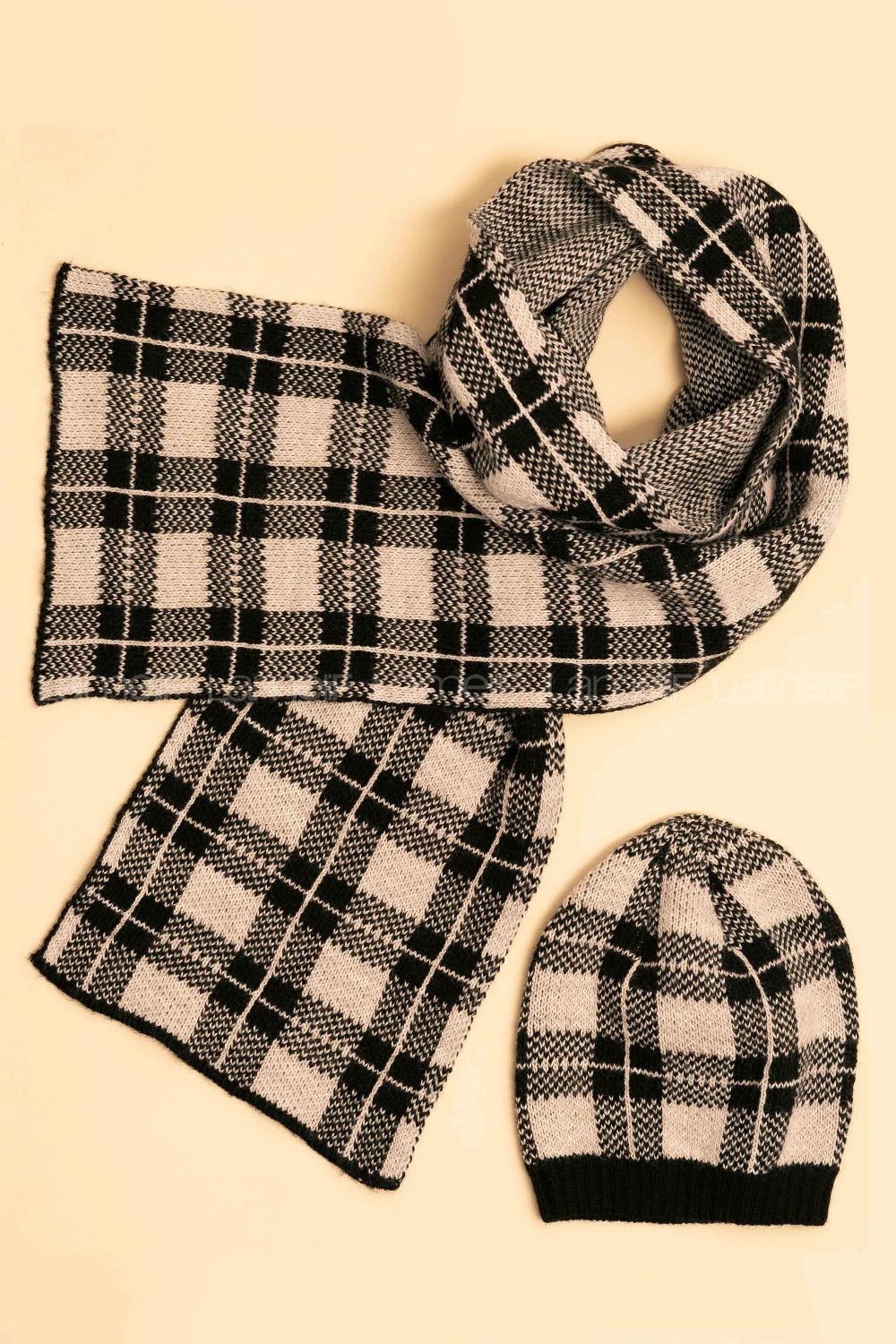 Modalamelif İkili Lüks Siyah Beyaz Takım Bere