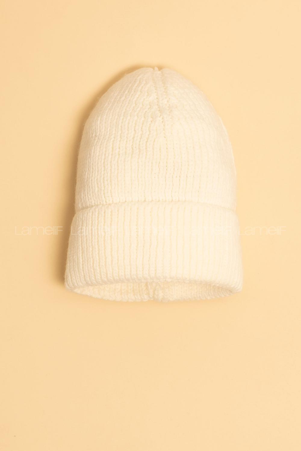 Modalamelif Lüx Fitilli Katlamalı Beyaz Bere