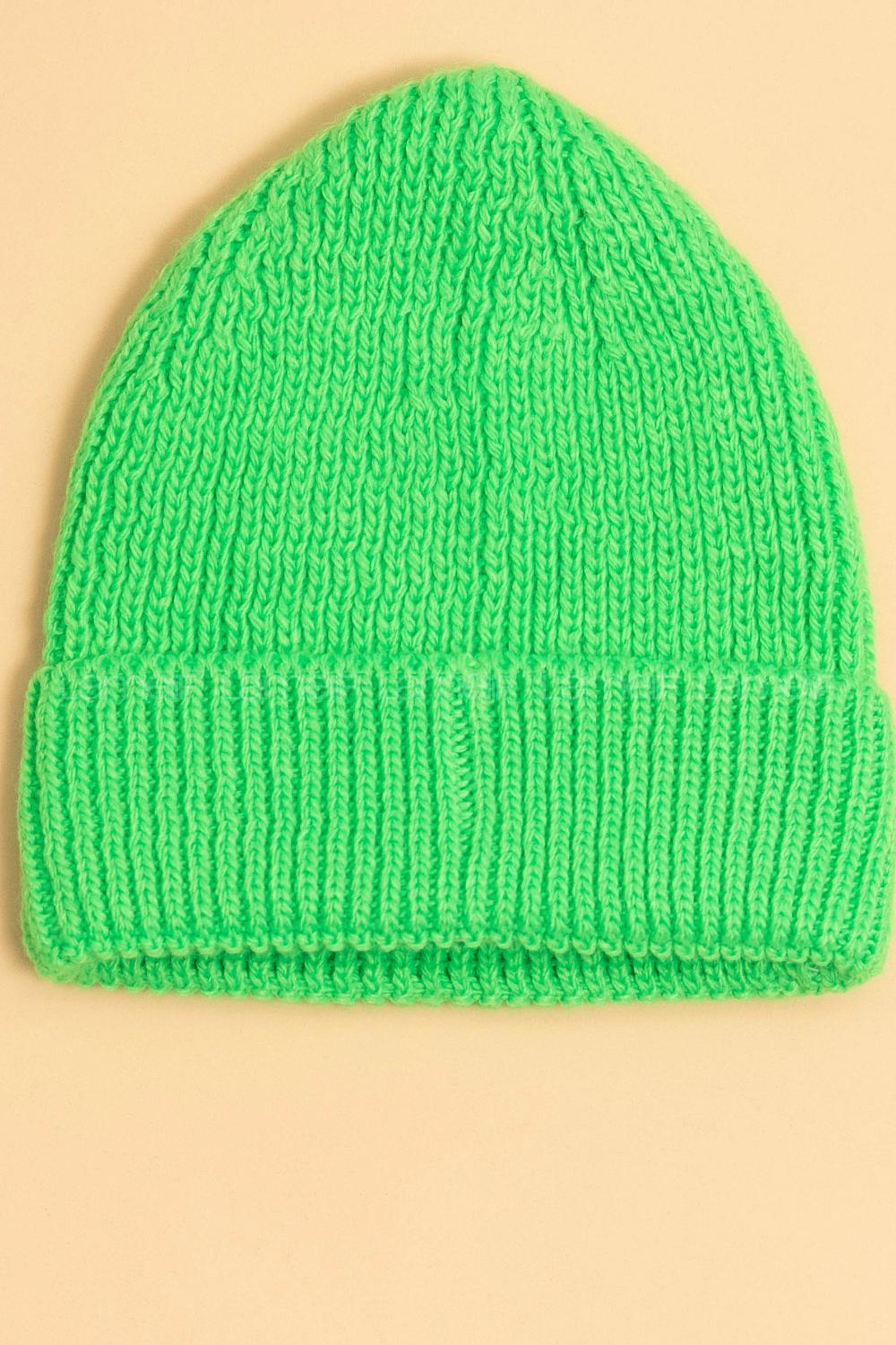 Modalamelif Lüx Fitilli Katlamalı Fosfor Yeşili Bere