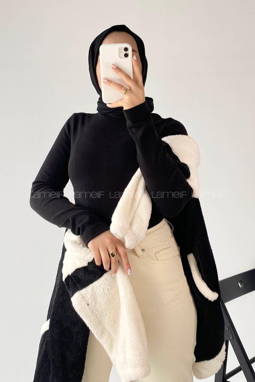 Modalamelif Yarım Balıkçı Yaka Kaşkorse Body Siyah