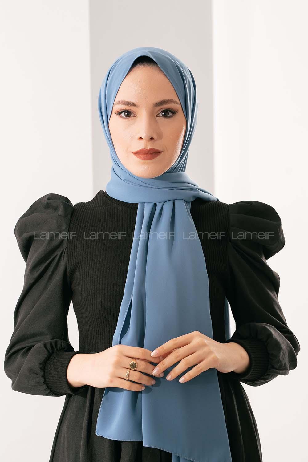 Modalamelif Açık İndigo Medine İpeği Şal