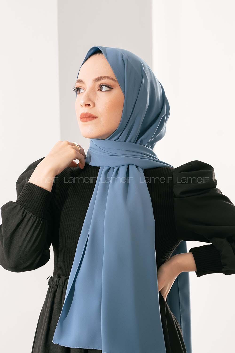 Modalamelif Açık İndigo Medine İpeği Şal