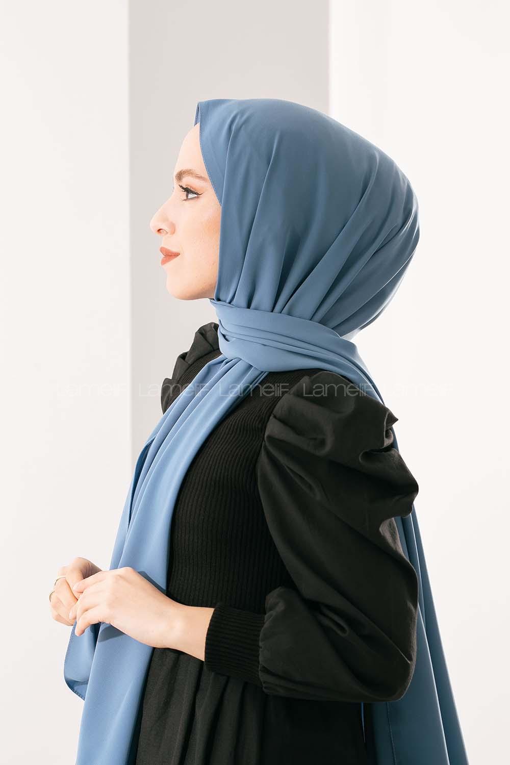 Modalamelif Açık İndigo Medine İpeği Şal