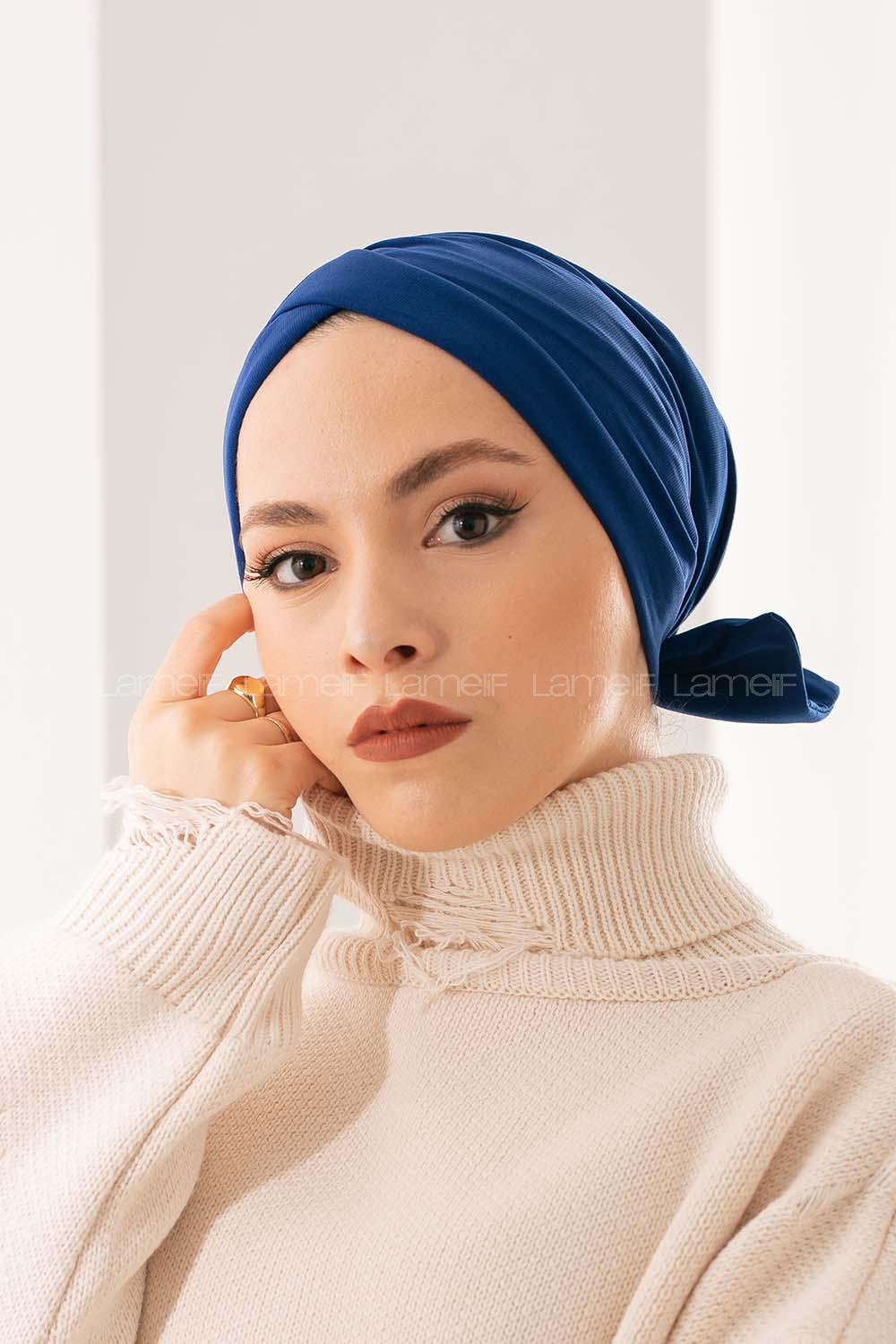 Modalamelif Çift Taraflı Fiyonklu-Tek Bantlı Dış Bone Saks Mavisi