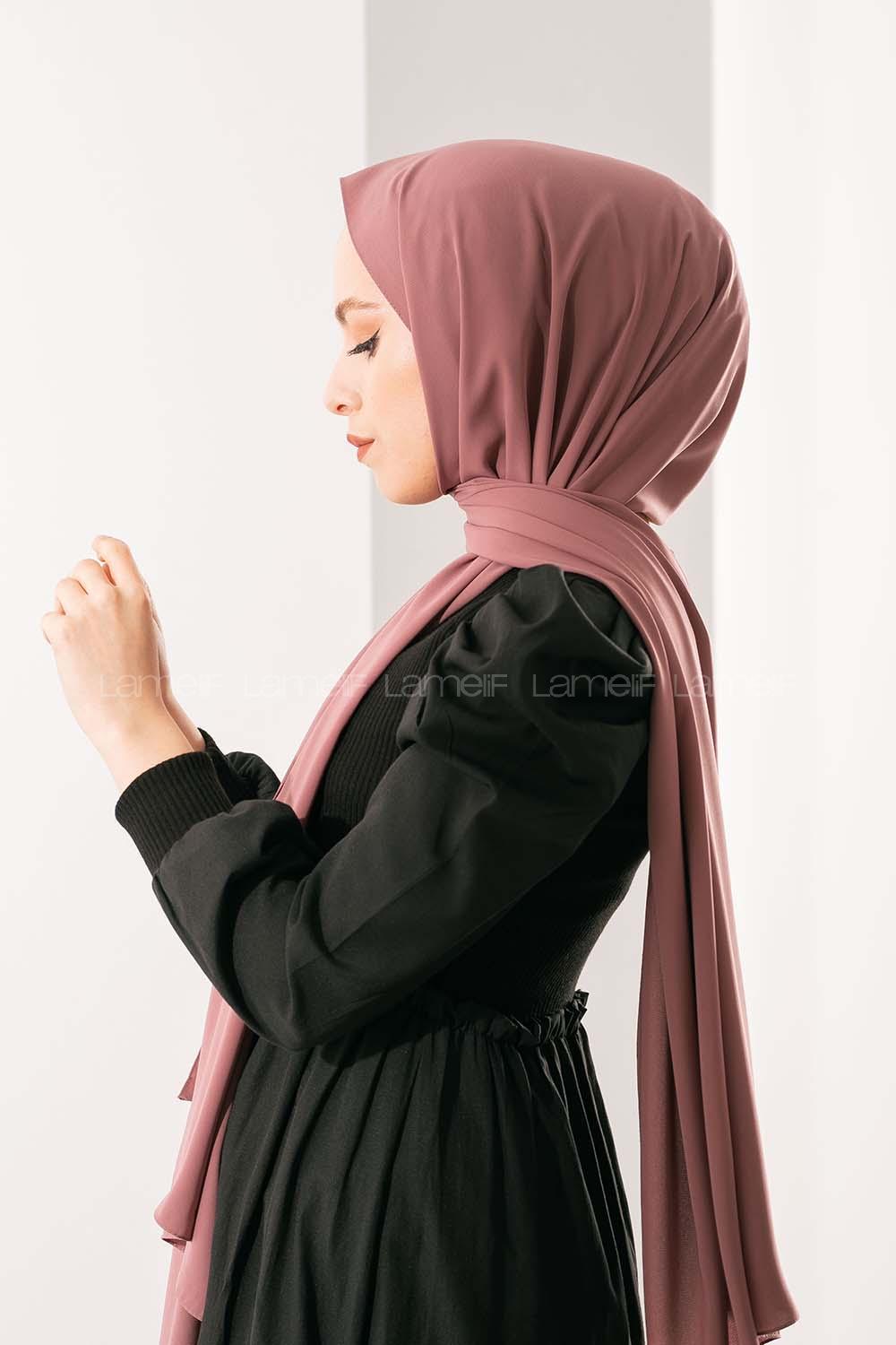 Modalamelif Koyu Pudra Medine İpeği Şal