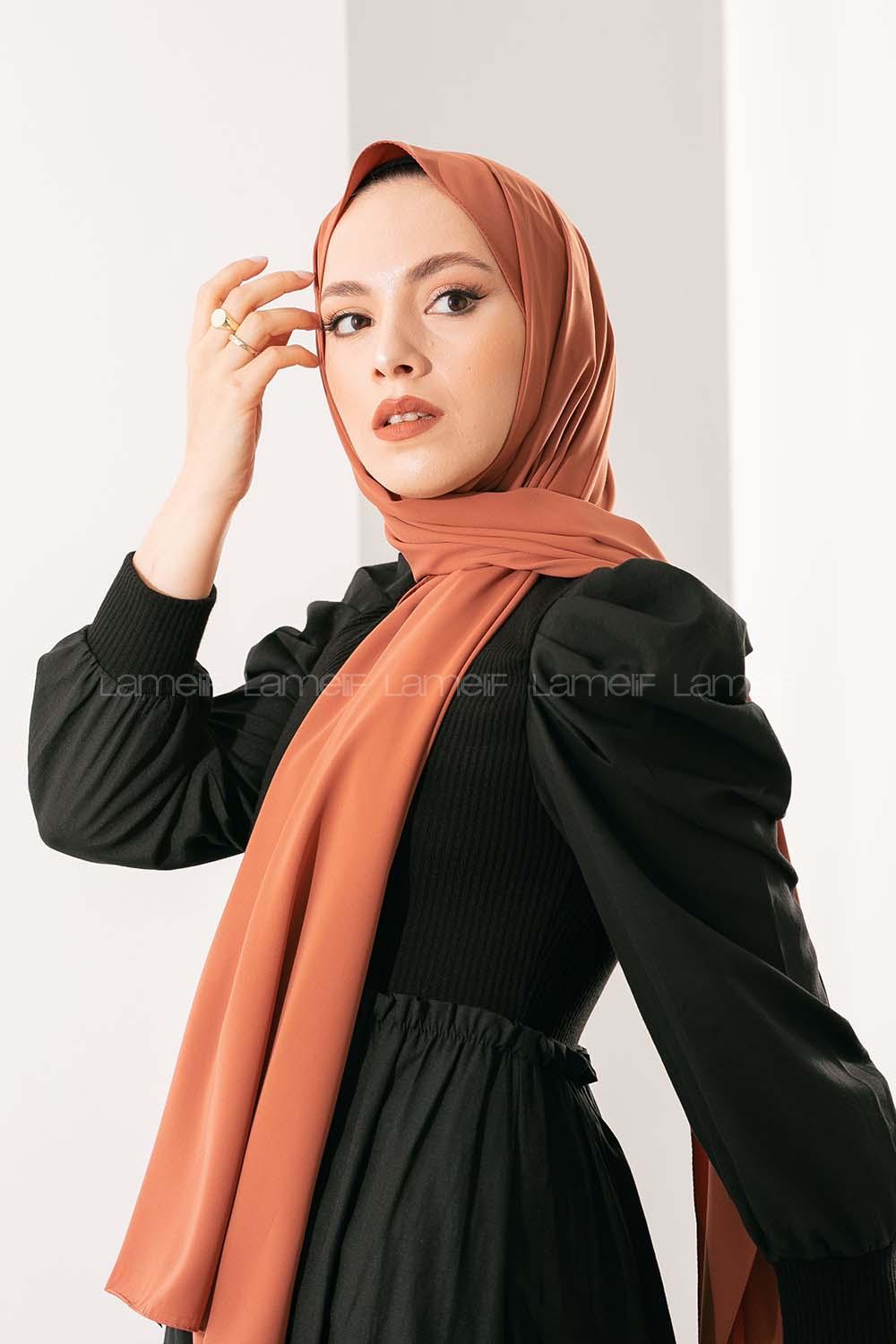 Modalamelif Koyu Tarçın Medine İpeği Şal