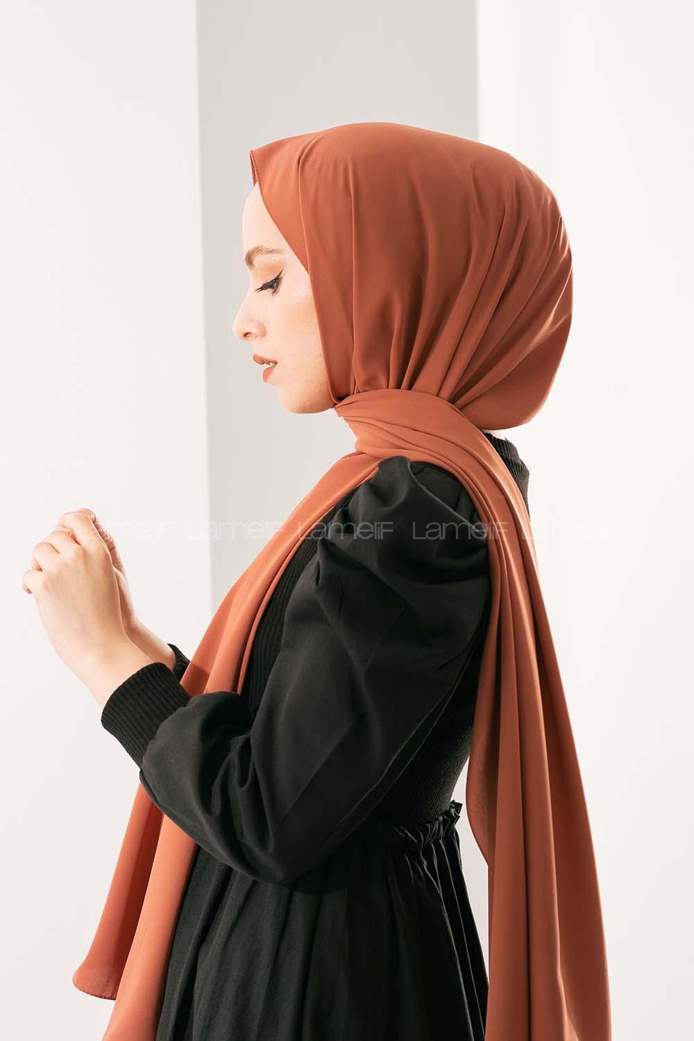 Modalamelif Koyu Tarçın Medine İpeği Şal