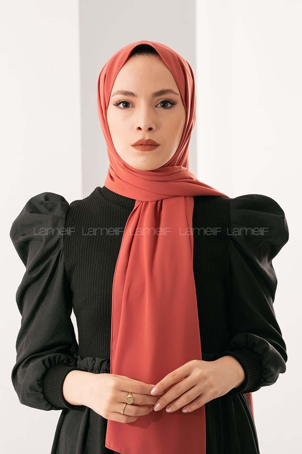 Modalamelif Koyu Turuncu medine İpeği Şal