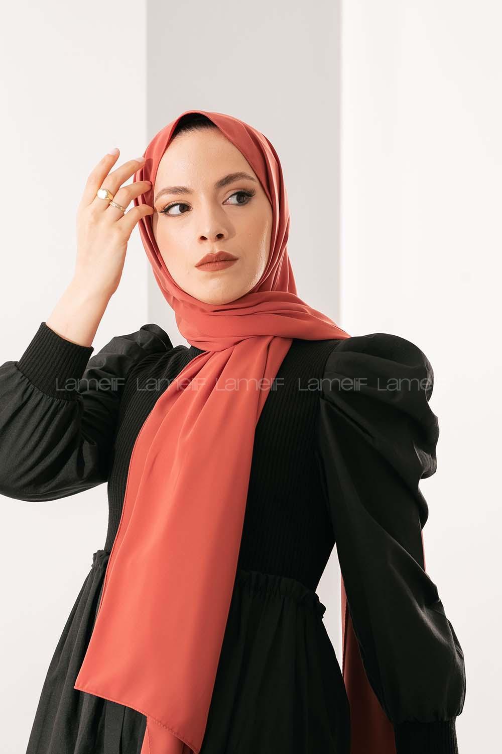 Modalamelif Koyu Turuncu medine İpeği Şal