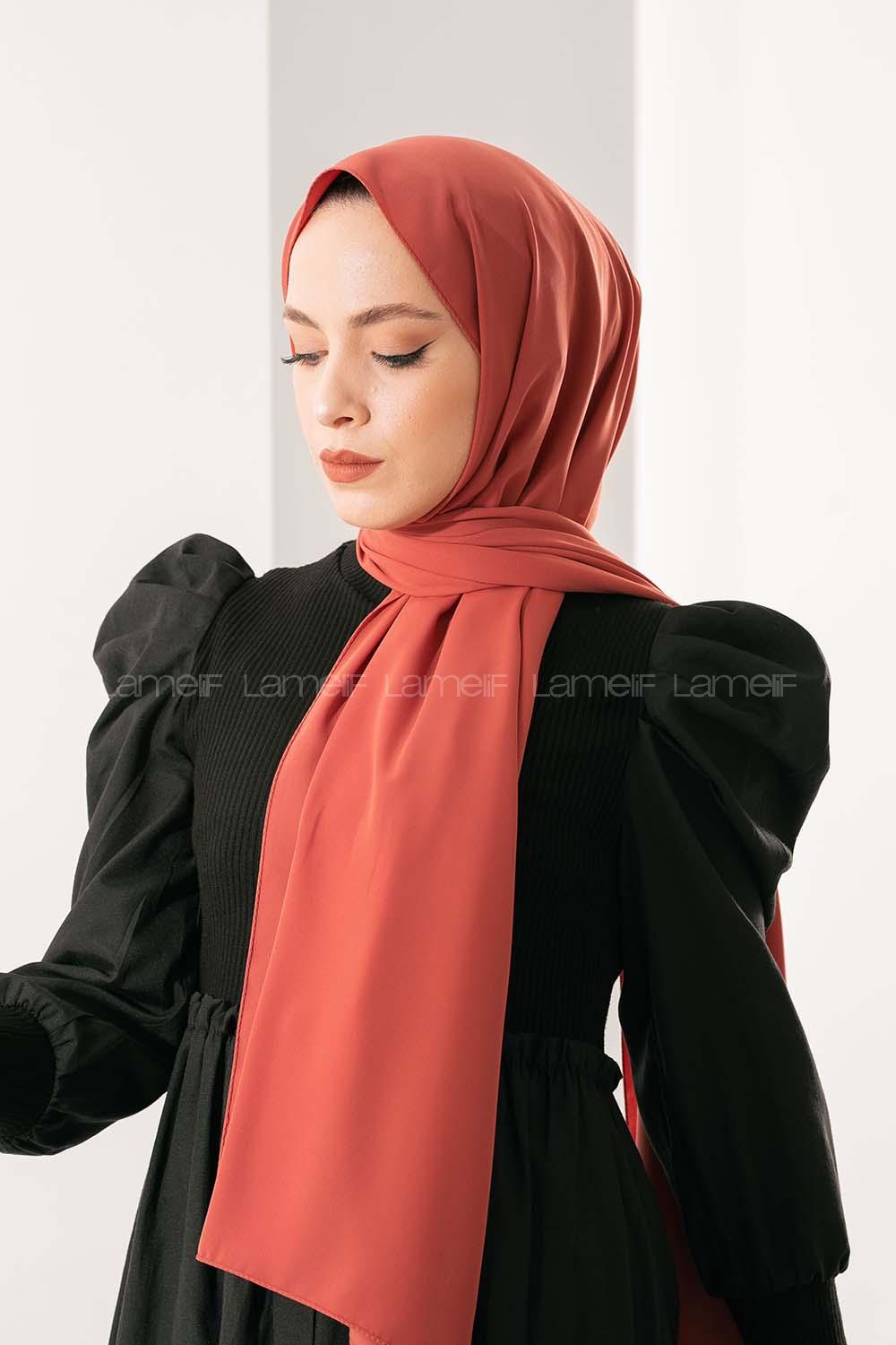 Modalamelif Koyu Turuncu medine İpeği Şal