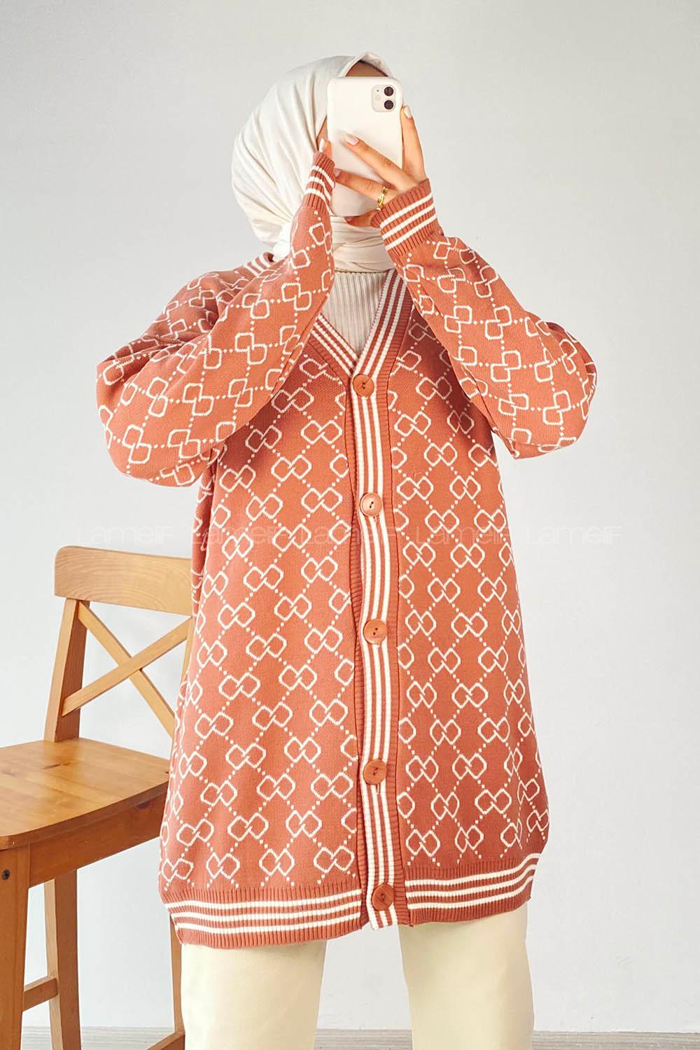 Modalamelif Önü Düğmeli  Ribanlı Hırka Gül