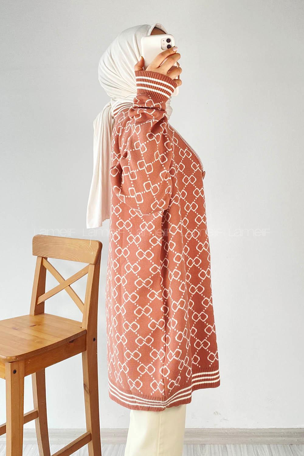 Modalamelif Önü Düğmeli  Ribanlı Hırka Gül