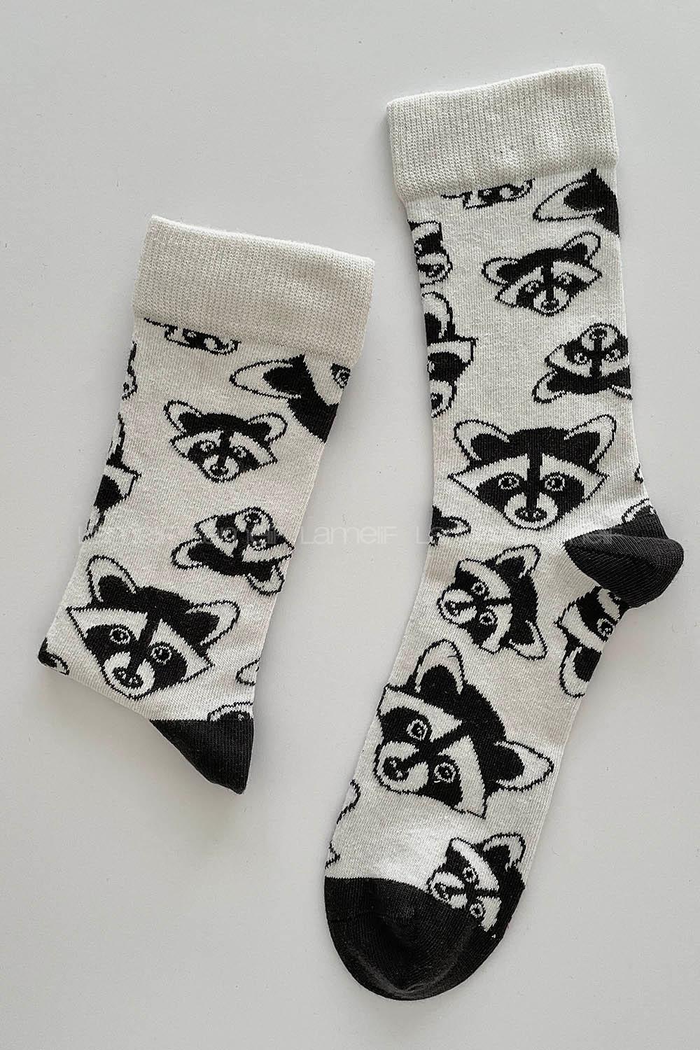 Modalamelif Rakun Baskılı Kolej Çorap