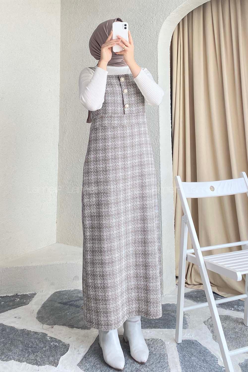 Modalamelif Önü Düğme Detaylı Jile  SoftKahve