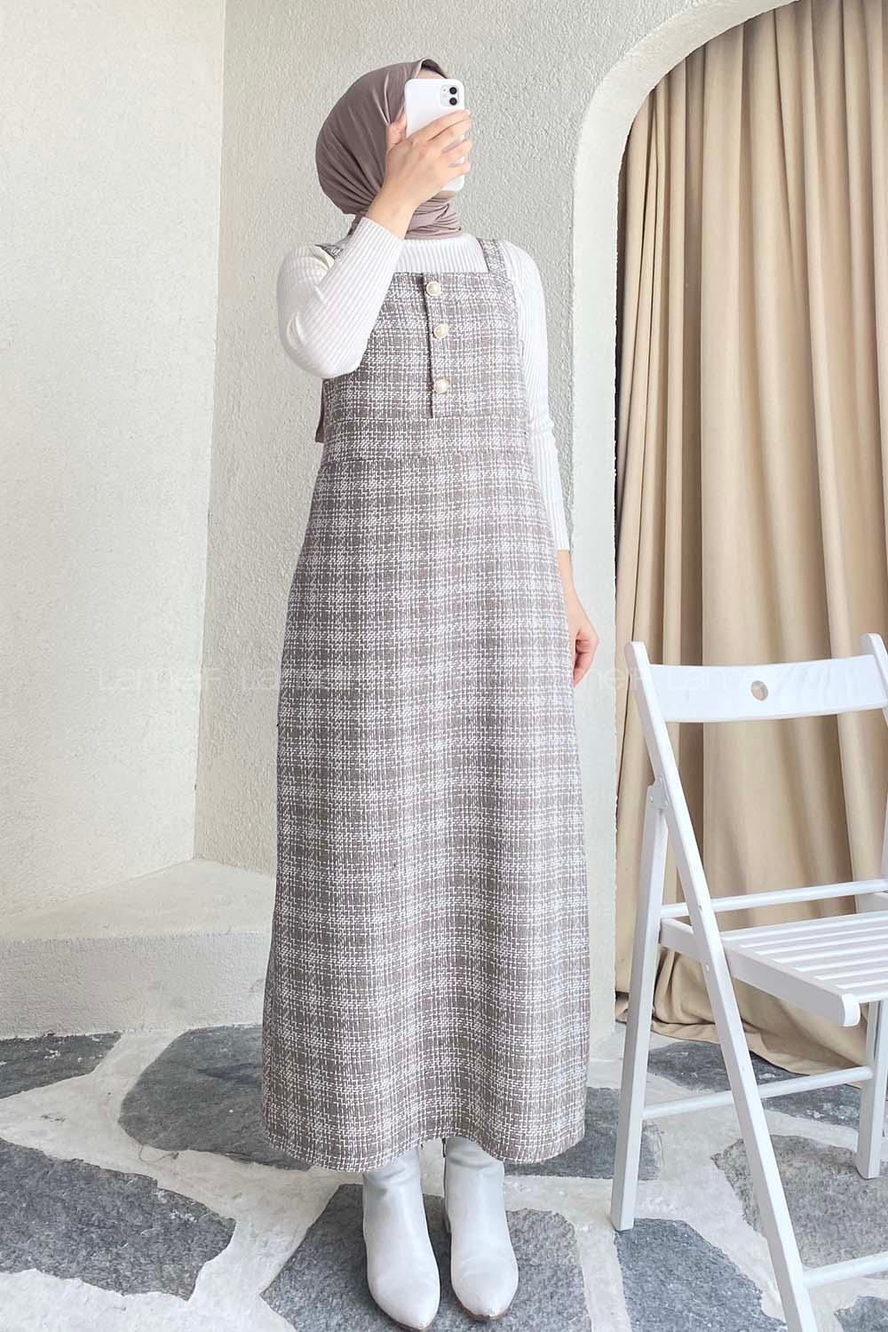 Modalamelif Önü Düğme Detaylı Jile  SoftKahve