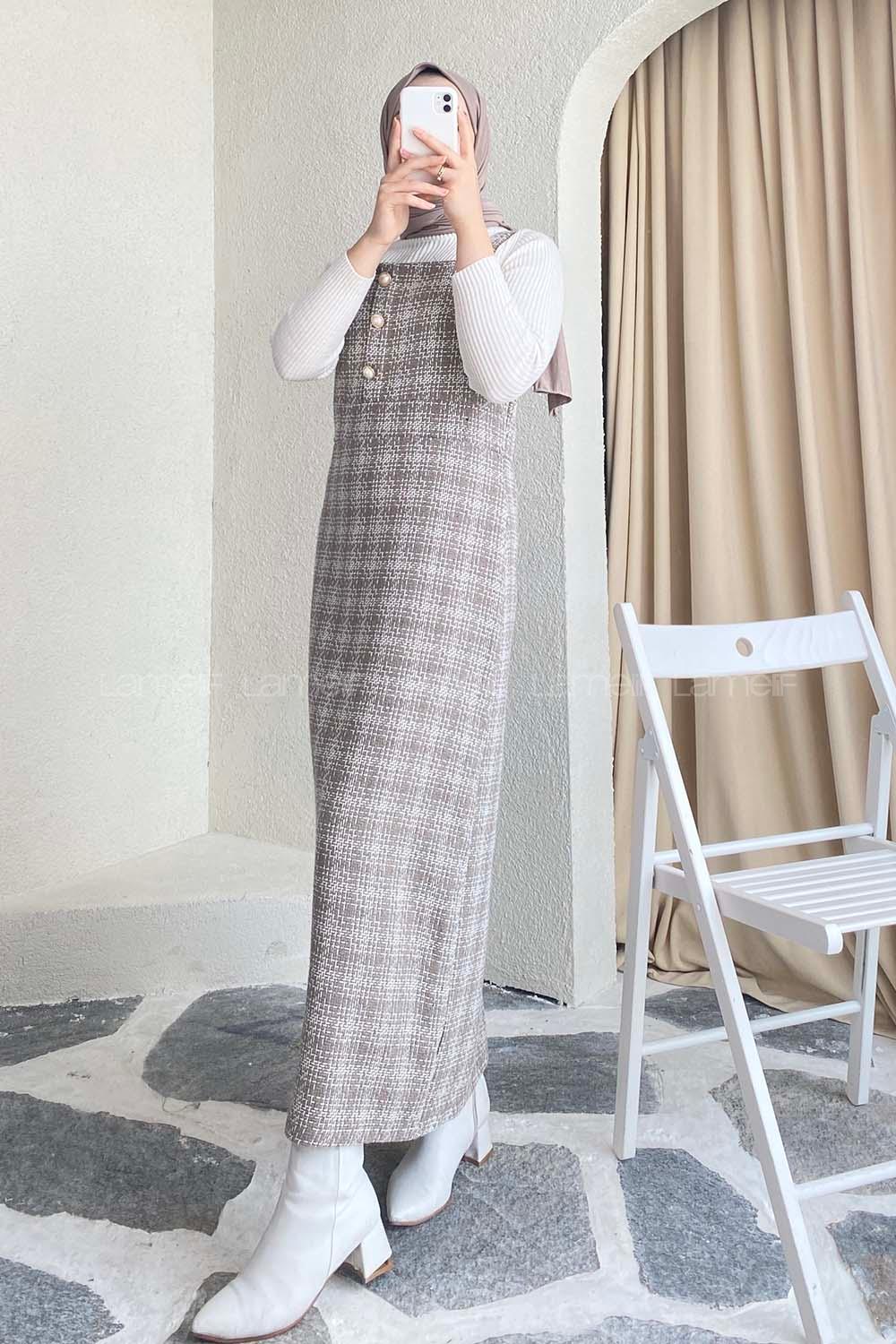 Modalamelif Önü Düğme Detaylı Jile  SoftKahve