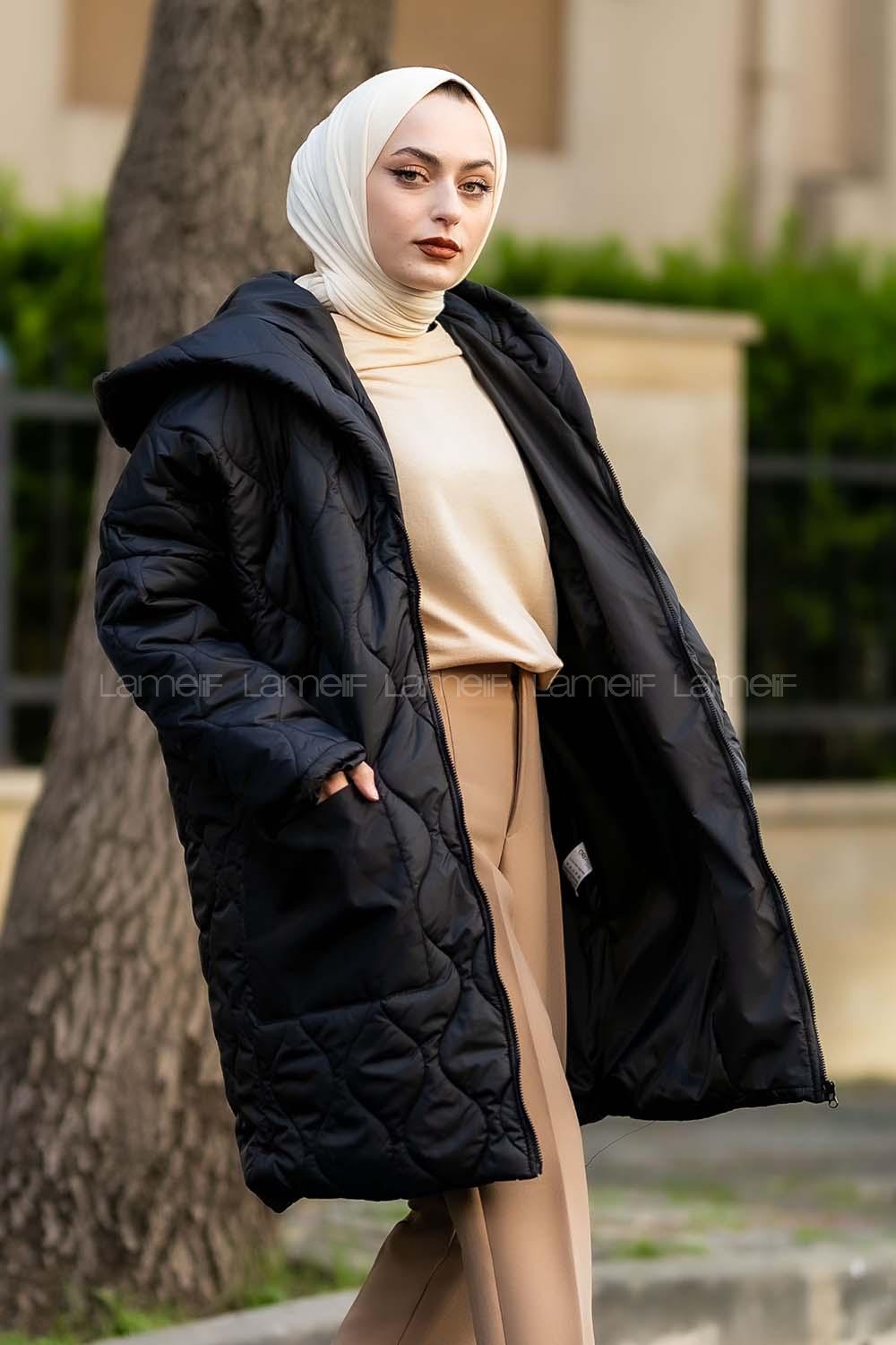 Modalamelif Kapitone Model Çift Cep Detaylı Mont Siyah