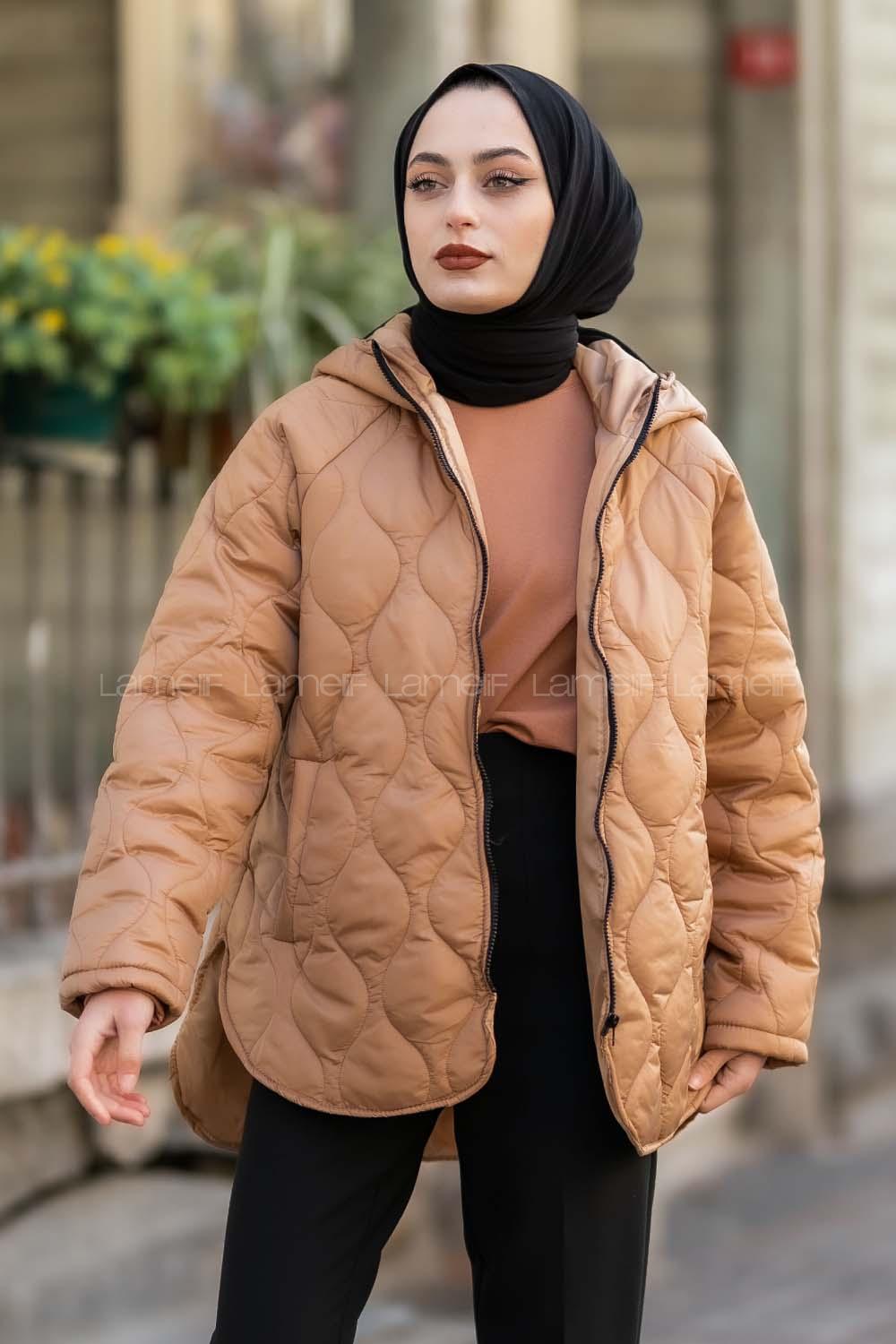 Modalamelif Kapitone Model Oversize Şişme Mont Camel