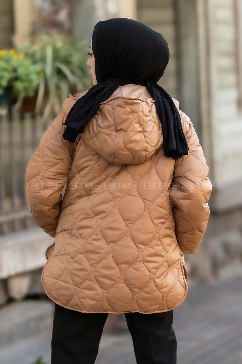 Modalamelif Kapitone Model Oversize Şişme Mont Camel