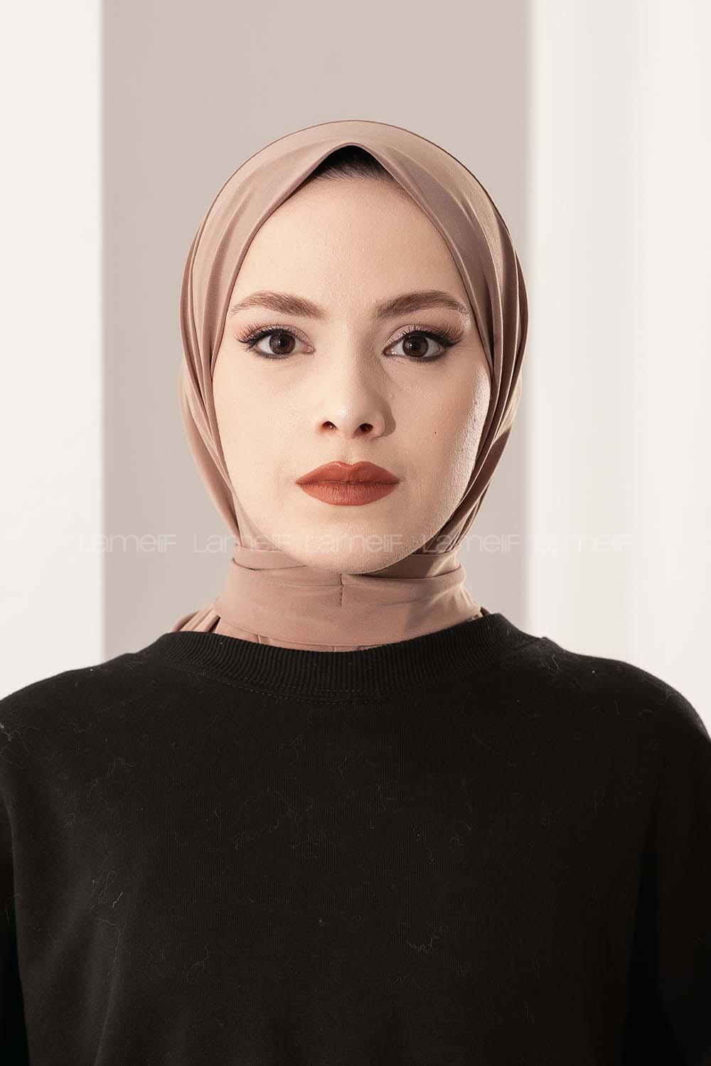 Modalamelif Çıtçıtlı Pratik Hijab Bone Camel