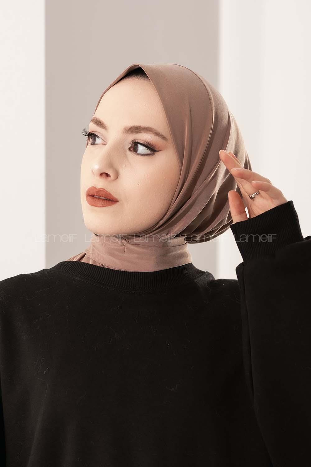 Modalamelif Çıtçıtlı Pratik Hijab Bone Camel