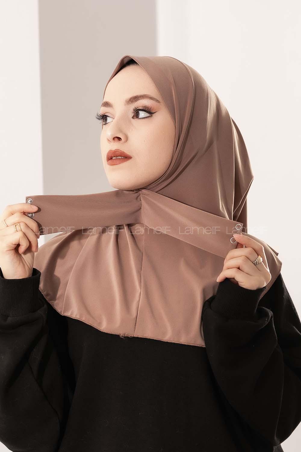 Modalamelif Çıtçıtlı Pratik Hijab Bone Camel
