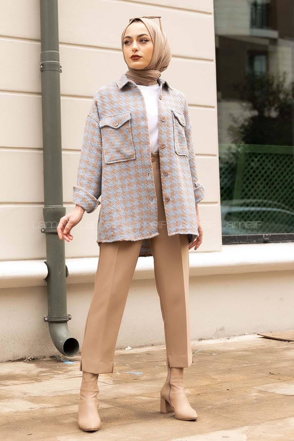 Modalamelif Çift Kapak Cepli Oduncu Gömlek Mavi