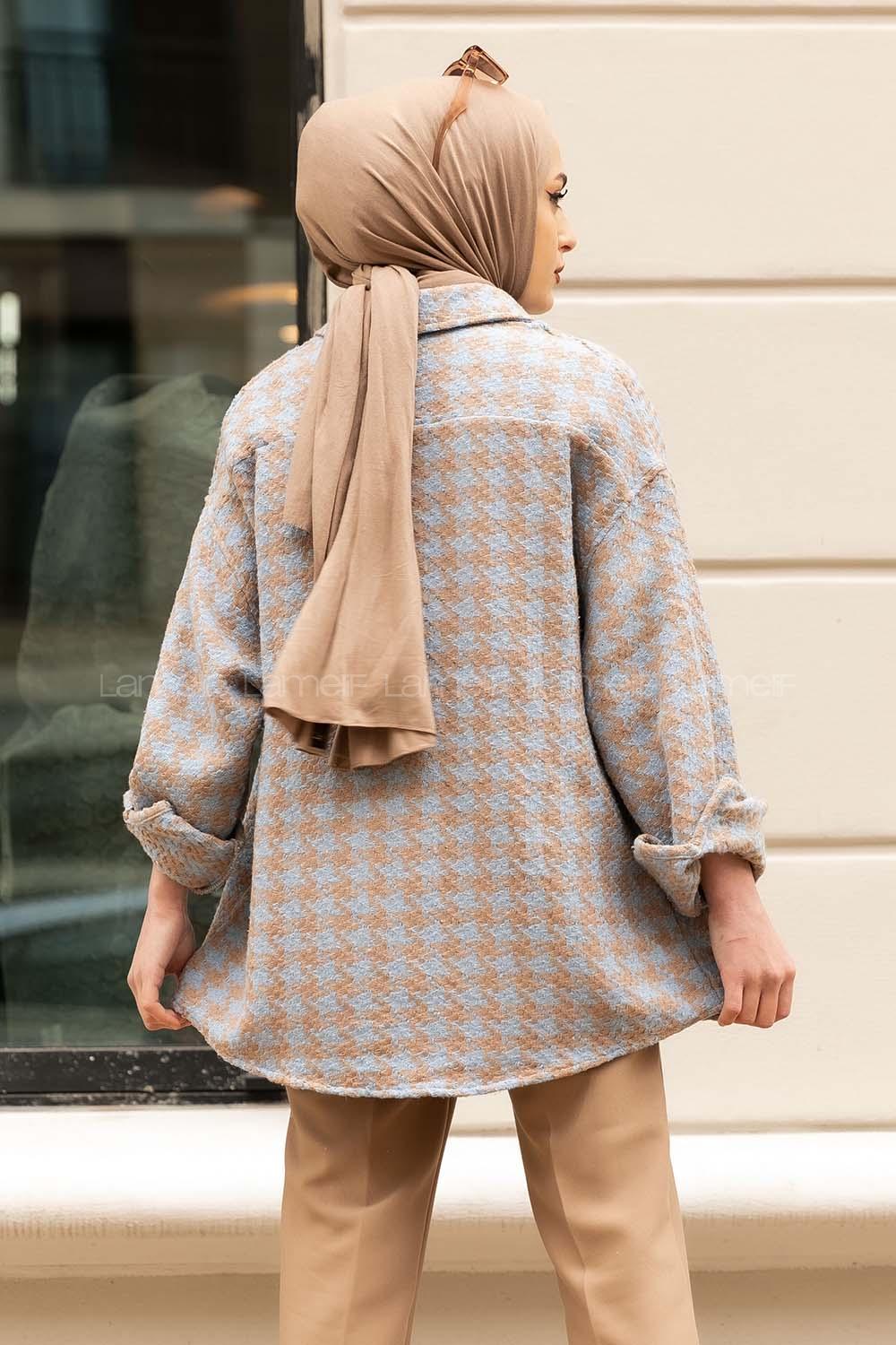 Modalamelif Çift Kapak Cepli Oduncu Gömlek Mavi