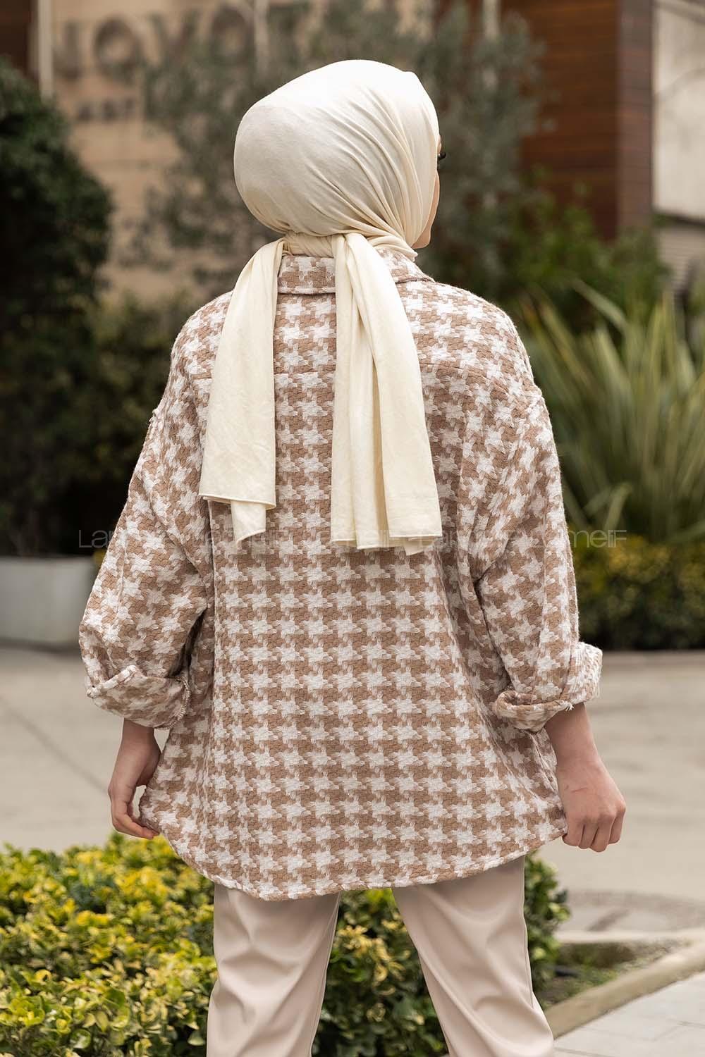 Modalamelif Çift Kapak Cepli Oduncu Gömlek Bej