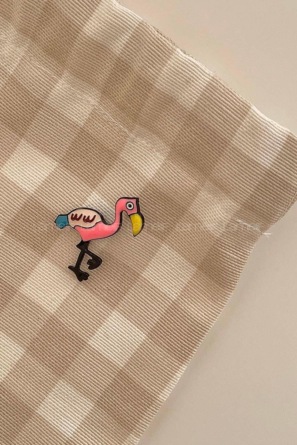 Lamelif Flamingo Desen Demir Broş