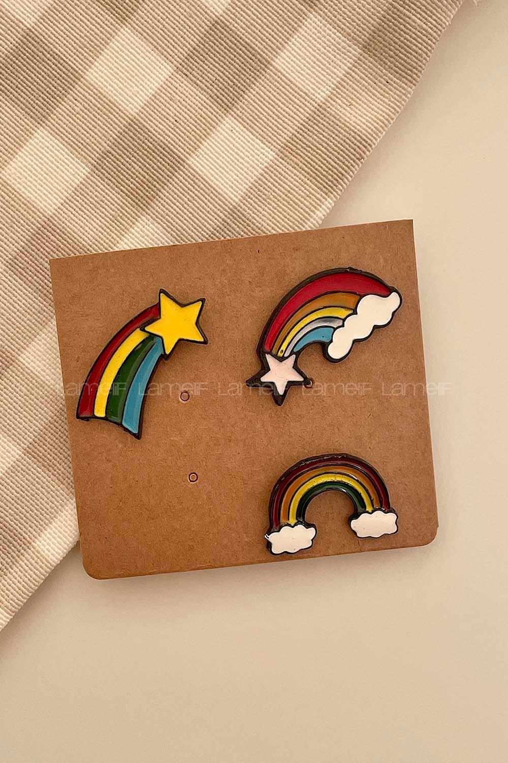 Modalamelif Gökkuşağı 3lü Demir Broş