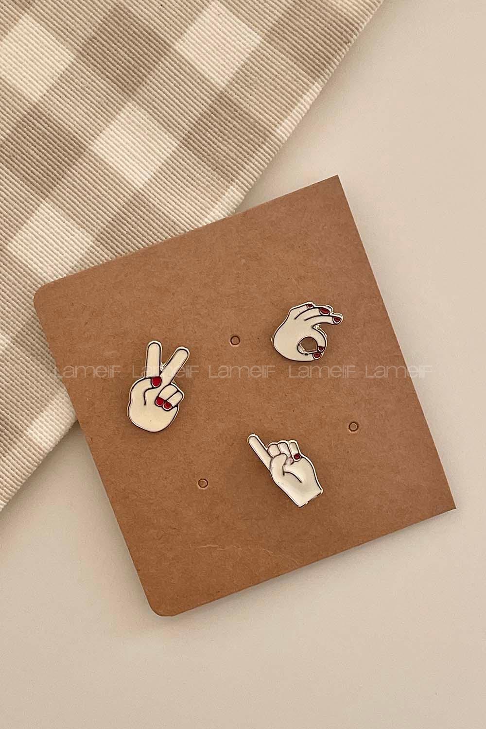 Modalamelif İşaret 3lü Demir Broş