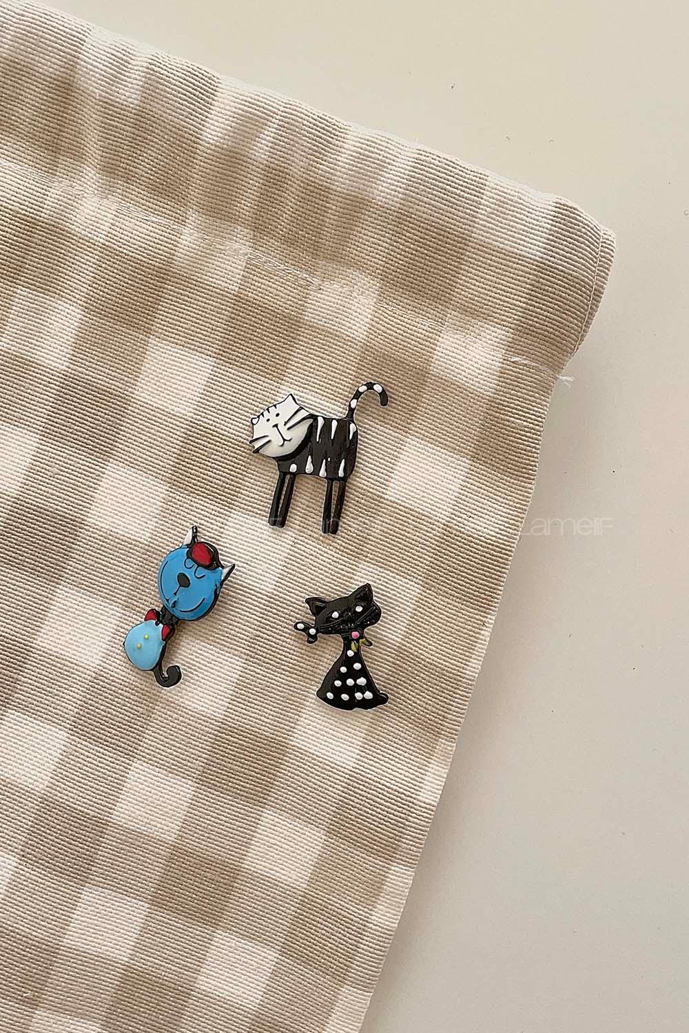 Modalamelif Kedicik 3lü Demir Broş