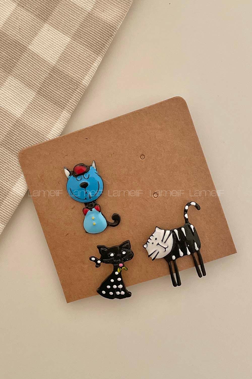 Modalamelif Kedicik 3lü Demir Broş