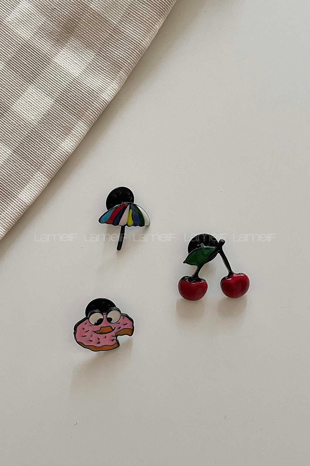 Modalamelif Kiraz 3lü Demir Broş