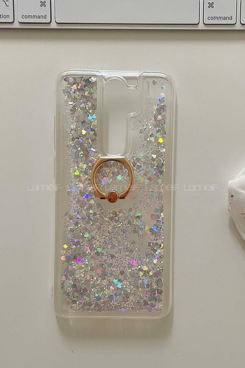 Modalamelif Redmi Note 8 Pro Sulu Yüzüklü Telefon Kılıfı Gümüş