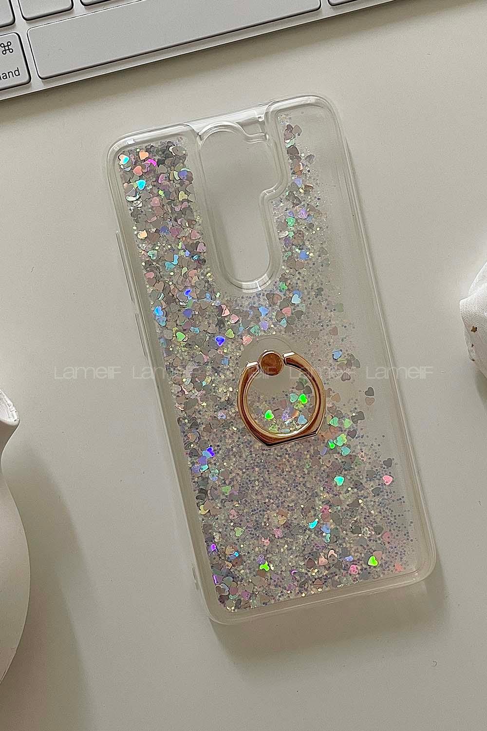 Modalamelif Redmi Note 8 Pro Sulu Yüzüklü Telefon Kılıfı Gümüş