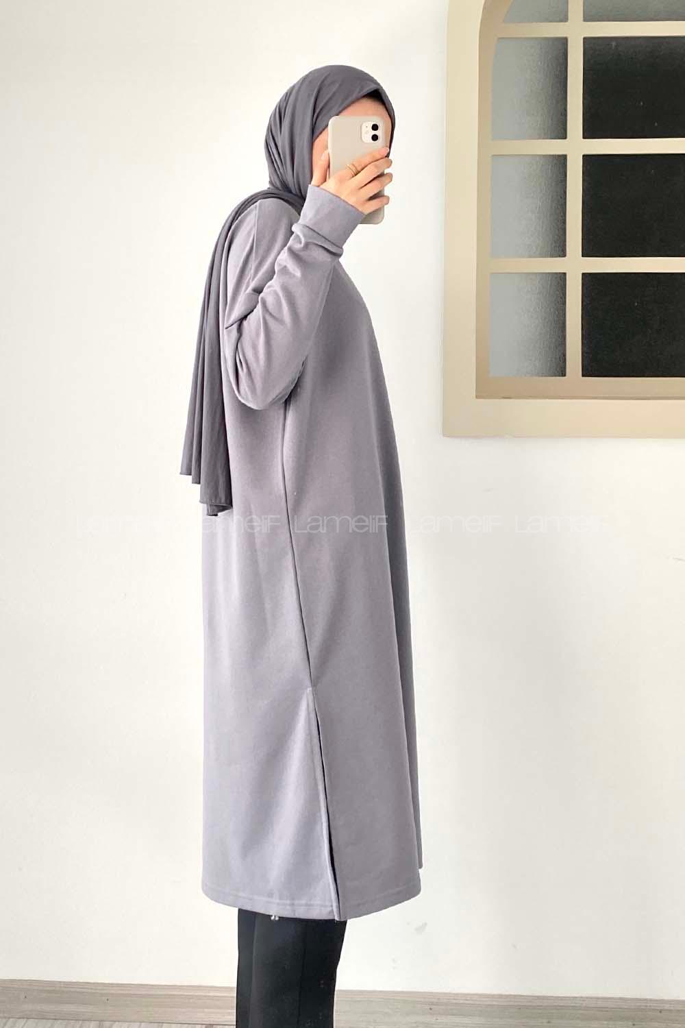 Modalamelif Düz Tesettür Model Tunik Gri
