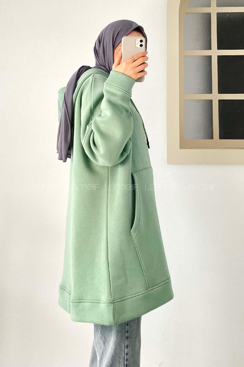 Modalamelif  Kanguru Cepli  Sweatshirt Çağla Yeşili